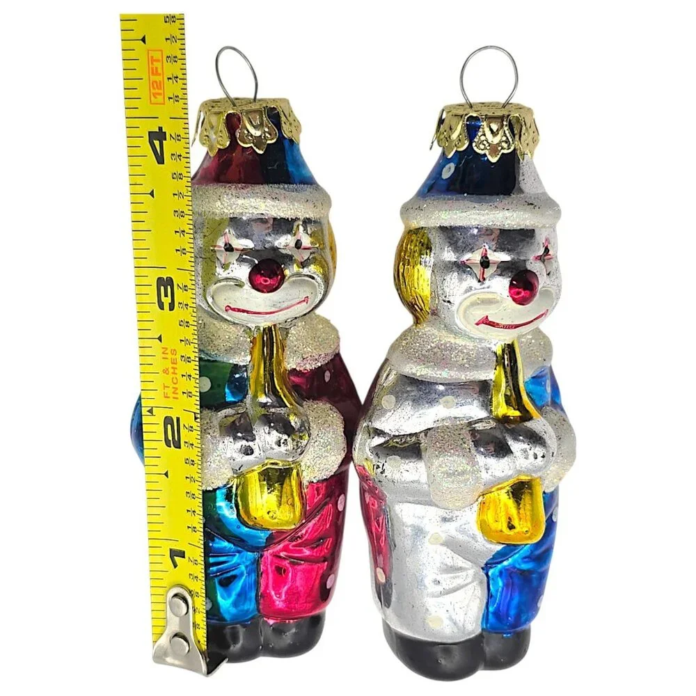 VTG Blown‎ Glass Circus Clown Ornaments 4